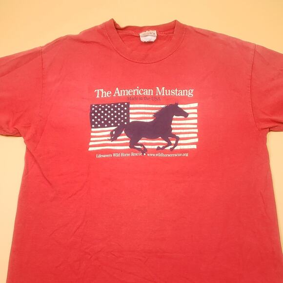 Vintage 90s The American Mustang Horse Rescue USA T Shirt Mens M/L - Picture 1 of 11